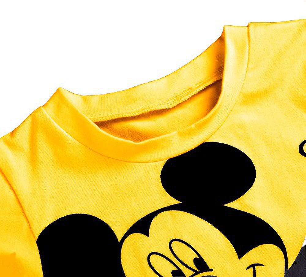 FULL SLEEVES MICKEY MOUSE YELLOW PRINTED T SHIRT AND PANT COMBO SET