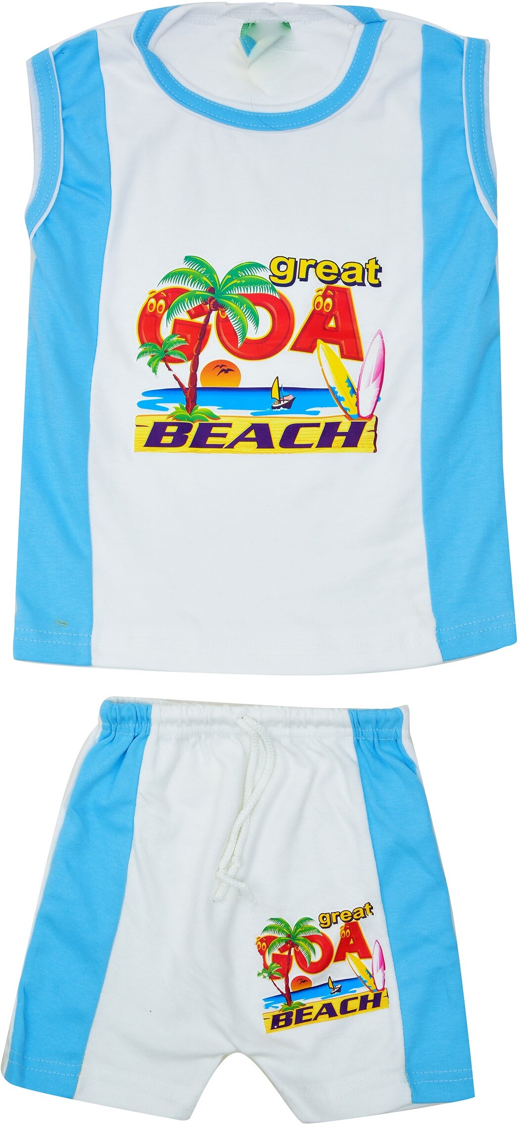 GOA BEACH PRINT VEST WITH SHORTS SET (PACK OF 3)