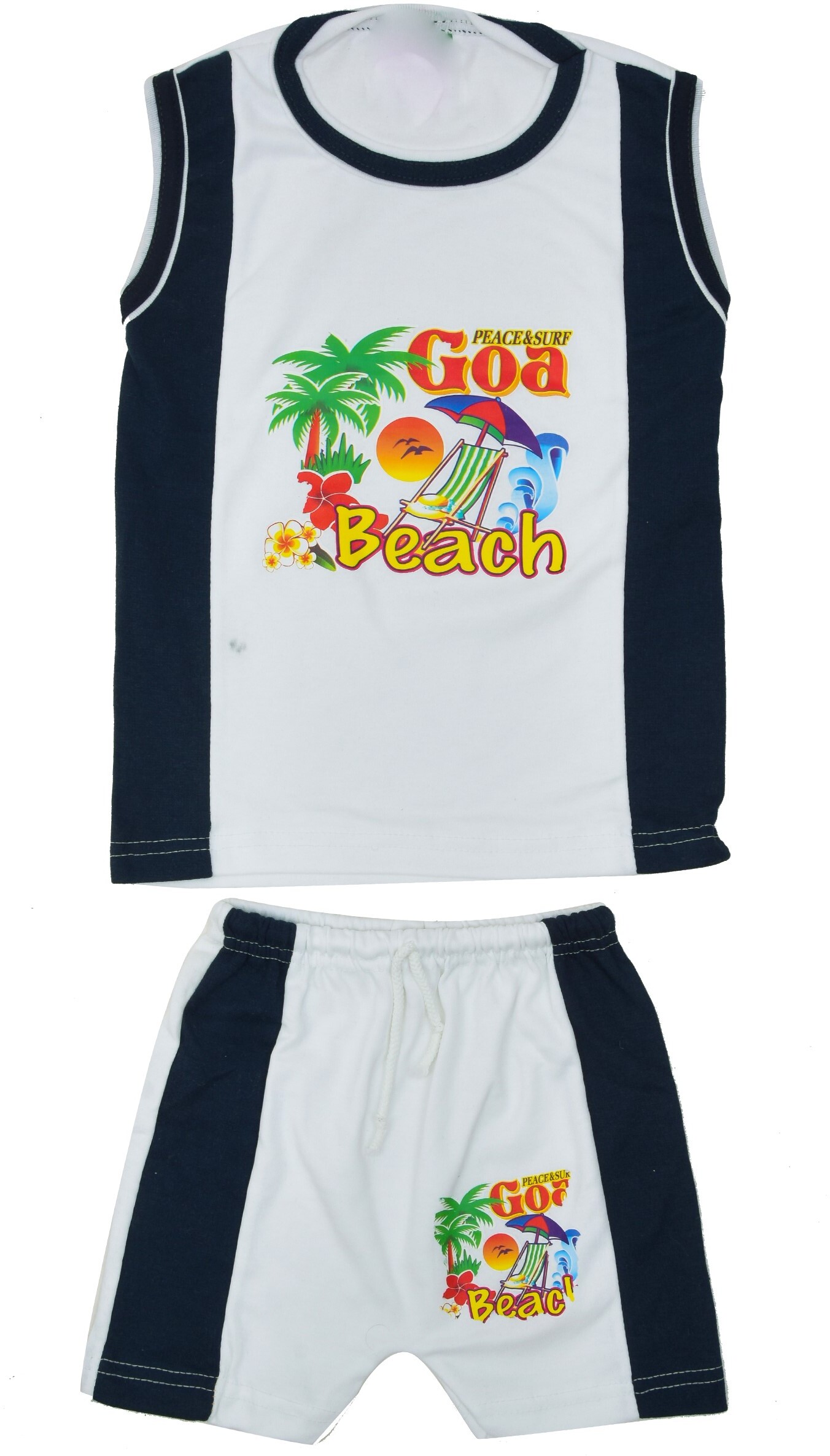 GOA BEACH PRINT VEST WITH SHORTS SET (PACK OF 3)