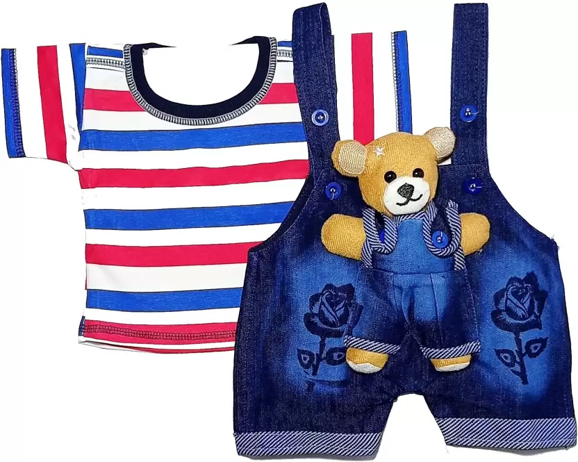 KIDS DENIM TEDDY DTACHABLE  DUNGAREE (PACK OF 1 )