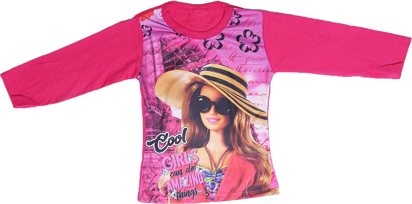 GIRLS BARBIE PRINT TOP FULL SLEEVES(PACK OF 5)